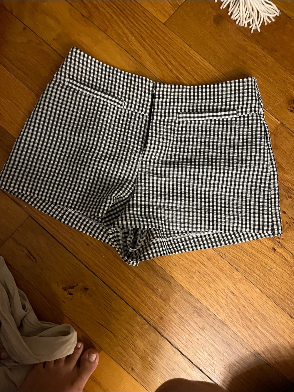 Reformation Black & White Gingham High-Waist Shorts